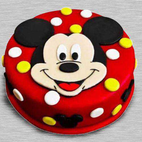 Delicate Mickey Mouse Fondant Cake for Little One