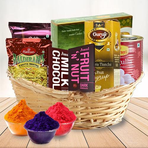 Special Sweet n Sour Holi Gifts Basket.