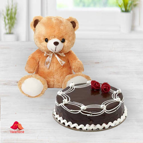 Yummy Chocolate Cake with Cute Teddy