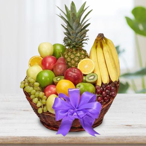 Finely Textured Basket Full of Fresh Fruits