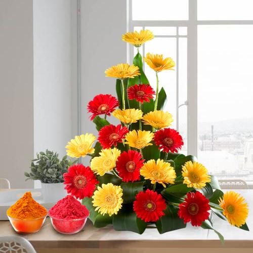 Bouquet of beautiful assorted brightly hued Gerberas