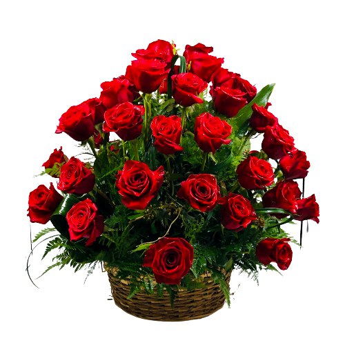 Stunning Dutch Roses Basket Arrangement