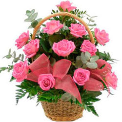 Beautiful You Will Be Mine Pink Roses Basket Collection