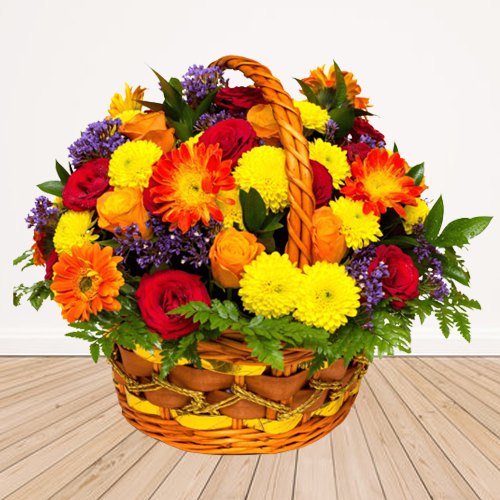 Lovely Basket Displaying Seasonal Florals