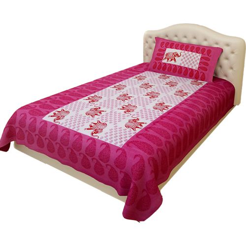 Beautiful Rajasthani Print Single Bed Sheet with Pillow Cover
