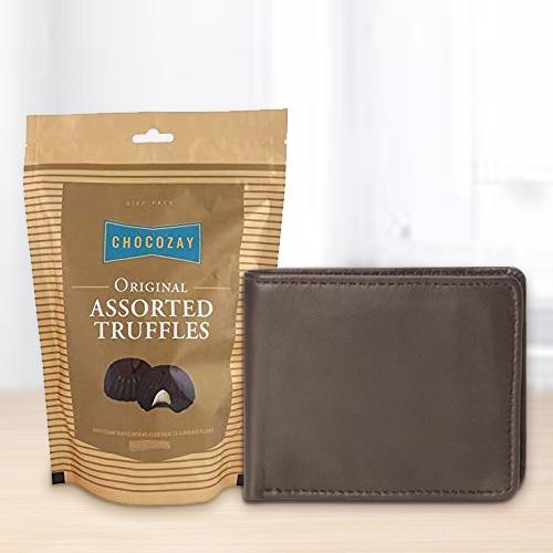 Arresting Rich Borns Gents Wallet with Assorted Truffle Chocolates