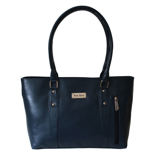 Classy Dark Blue Ladies Vanity Bag with Front Zip