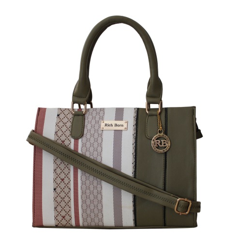 Trendy Vanity Bag in Striped N Plain Combination