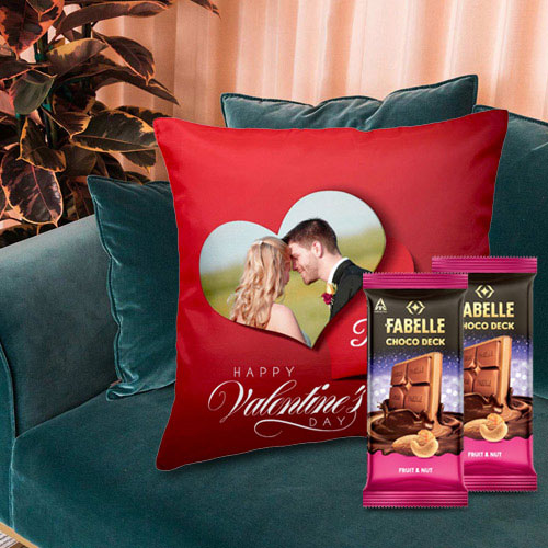 Beautiful Personalized Cushion with ITC Fabelle Chocolate Twin Bars