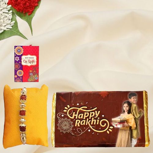 Personalized Chocolaty Binge with Rudraksha Rakhi