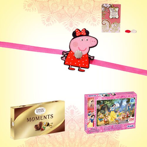 Rakhi Peppa Pig n Ferrero Rocher with Snow White Picture Puzzles