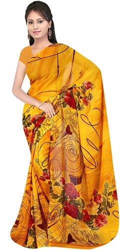 Dazzling Women�s Georgette Printed Saree from Suredeal