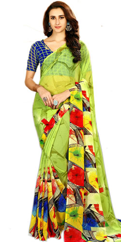 Admirable Green Color Marble Chiffon Saree in Abstract Print<br>