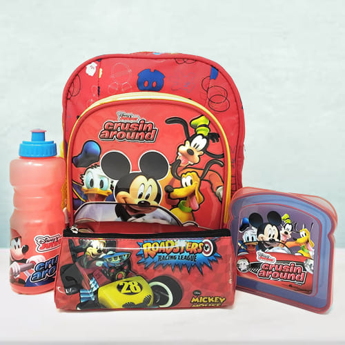 Lovely Mickey Mouse Backpack, Lunch Box N Sipper Bottle Combo